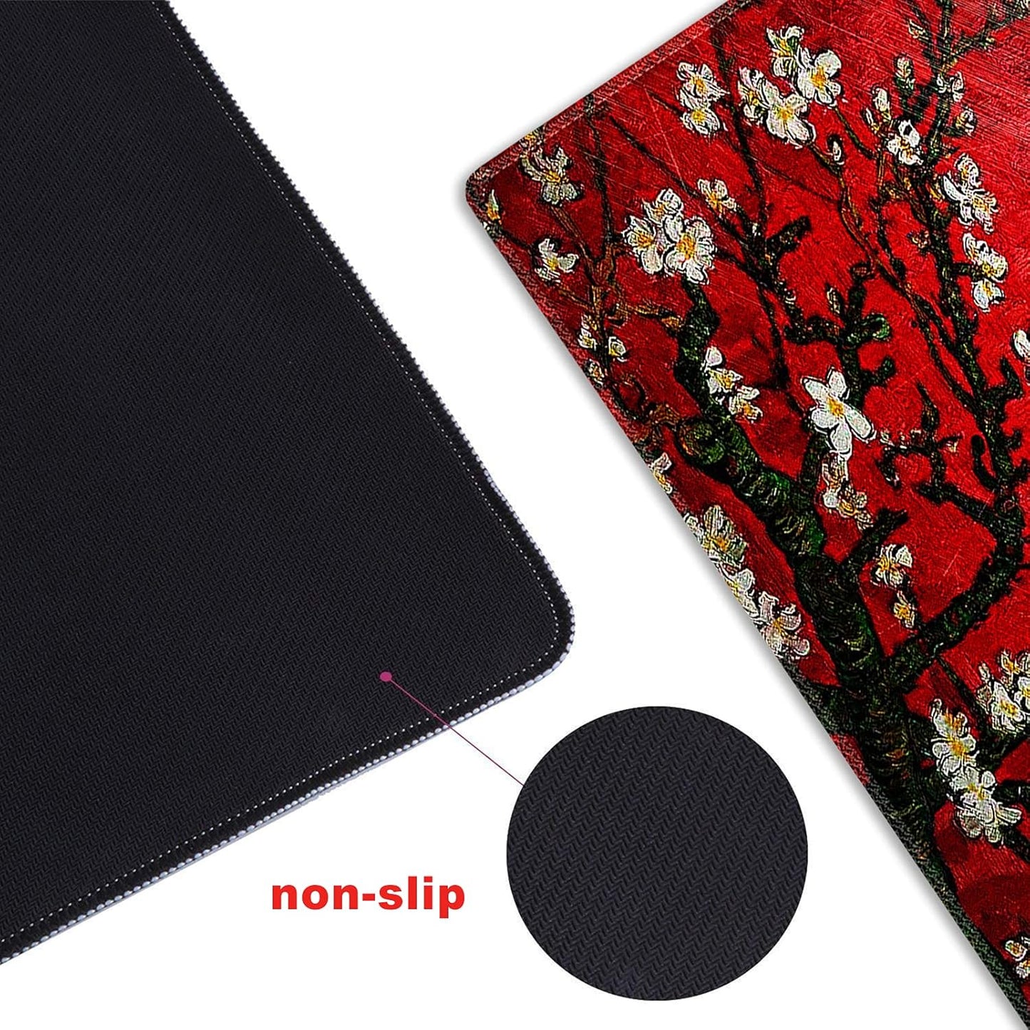 Extended Gaming Mouse Pad XXL  Large Keyboard Mat Long Mousepad Desk Decor Writing Pad Non Slip Rubber Base Stitched Edges for Work, Game, Office, Home, 35.1" X 15.7", Red Painting